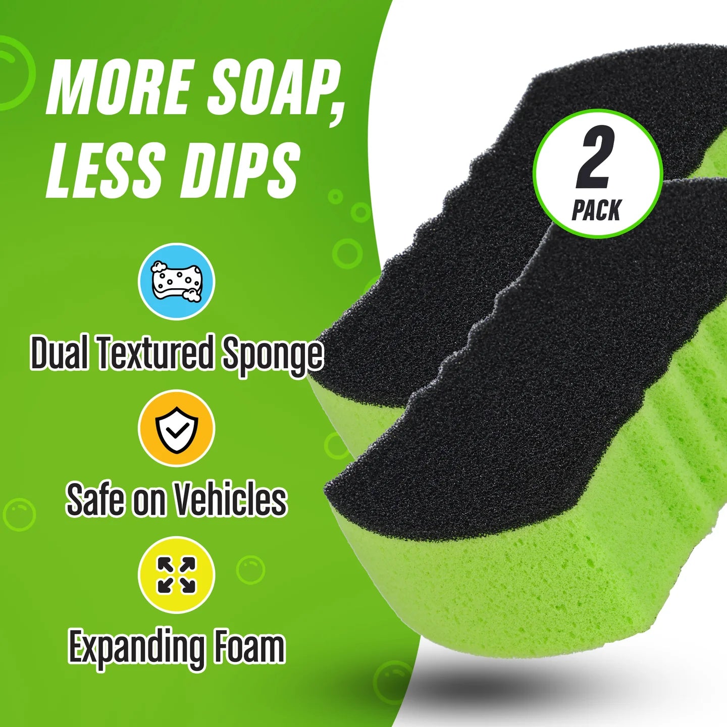 Grip Clean Ultra Scrub Vehicle Wash Sponge (2pk)