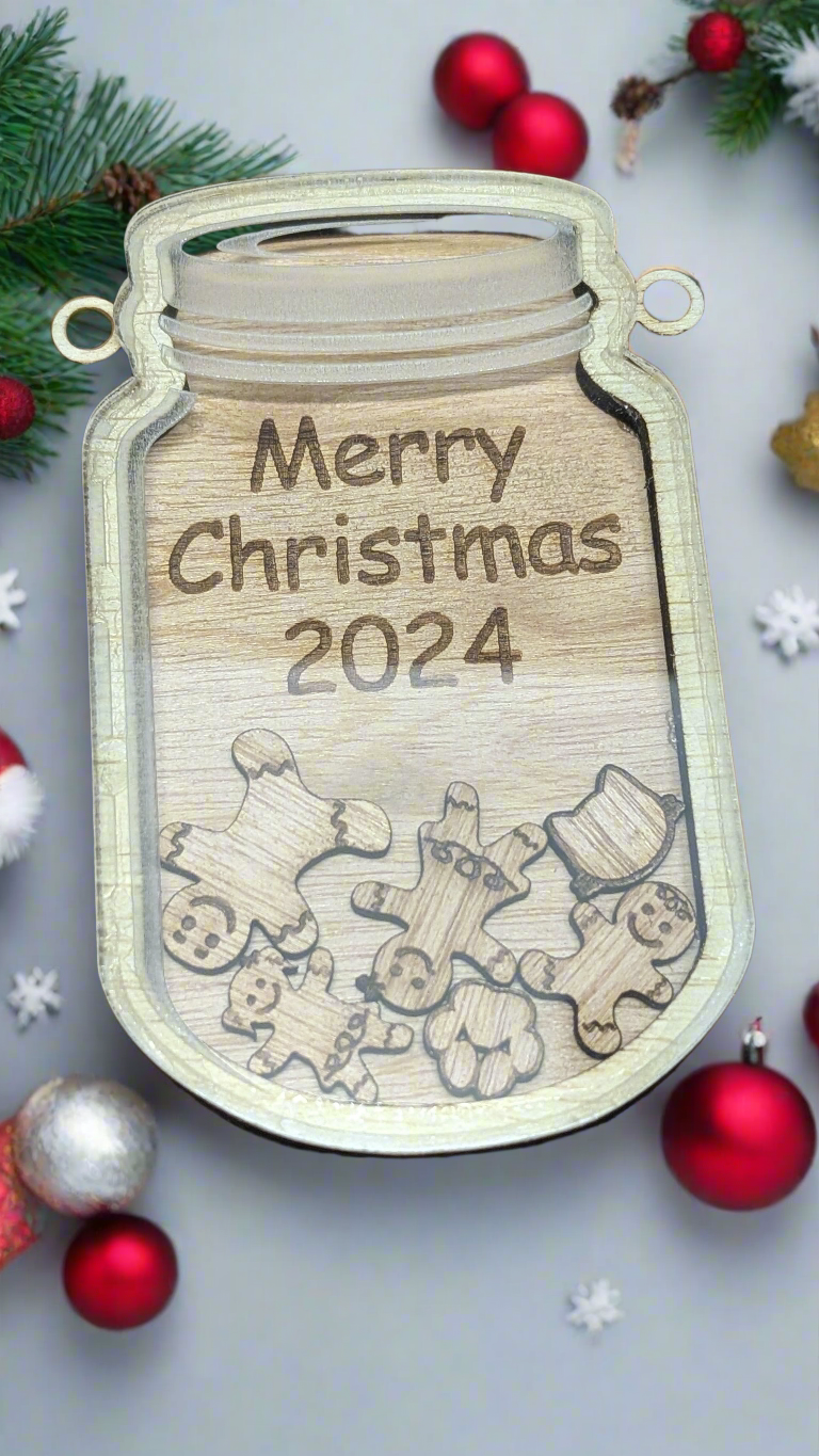 Gingerbread Mason Jar Family Ornament - Raymond's Workshop