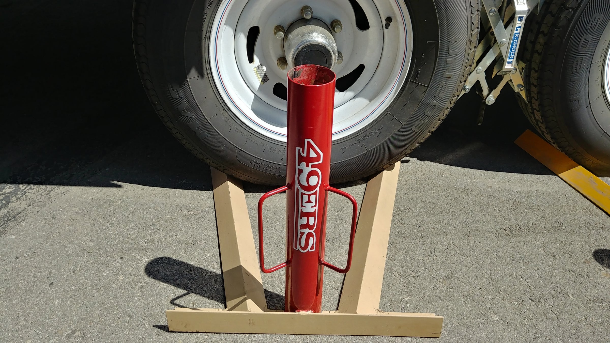 Flag Pole Holders (Wheel Chock) - Raymond's Workshop
