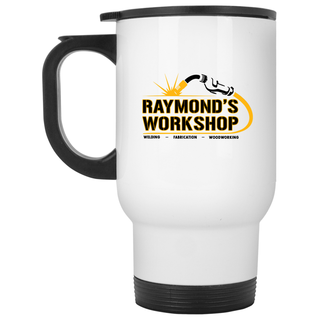 Raymond's Workshop White Travel Mug - Raymond's Workshop
