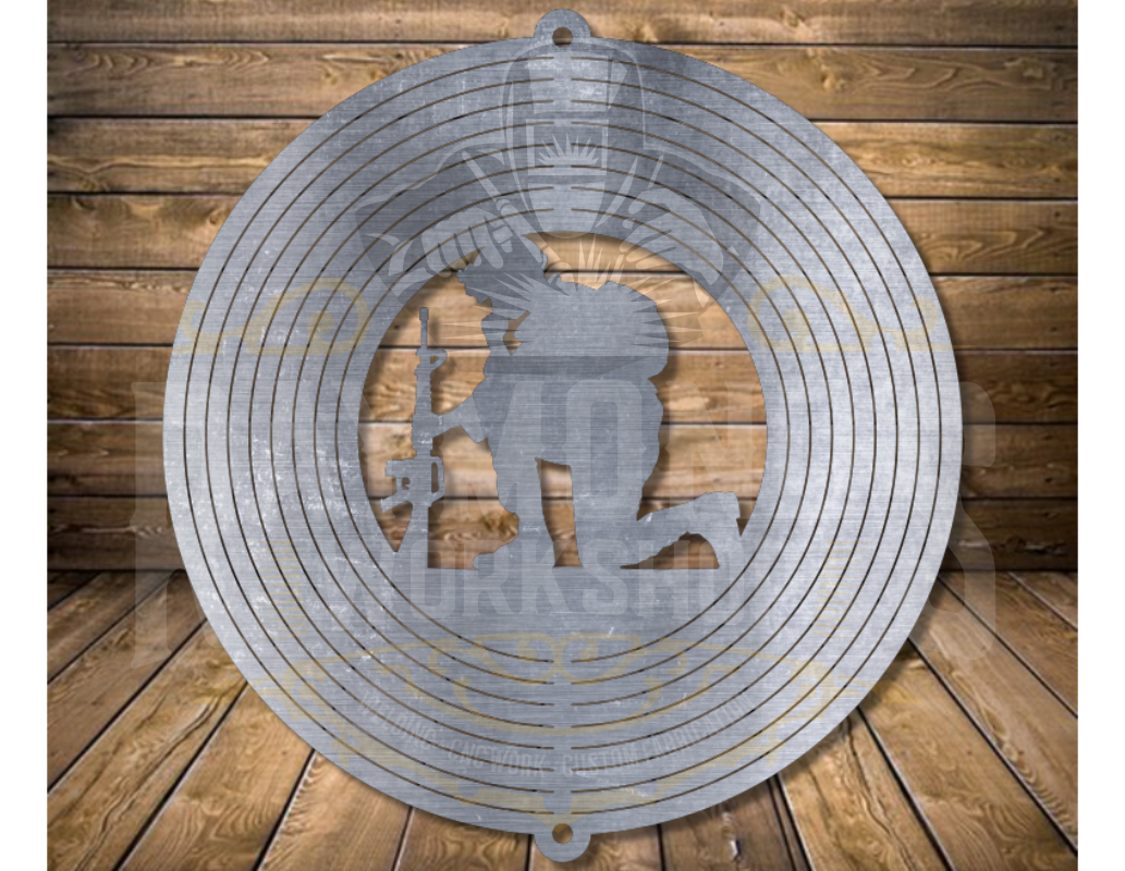 Kneeling Soldier Wind Spinner - Raymond's Workshop